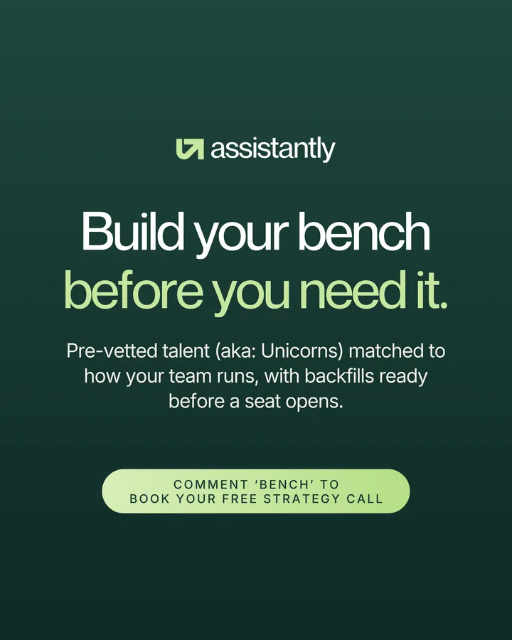 Build your bench before you need it: pre-vetted Unicorns matched to how your team runs, with backfills ready before a seat opens